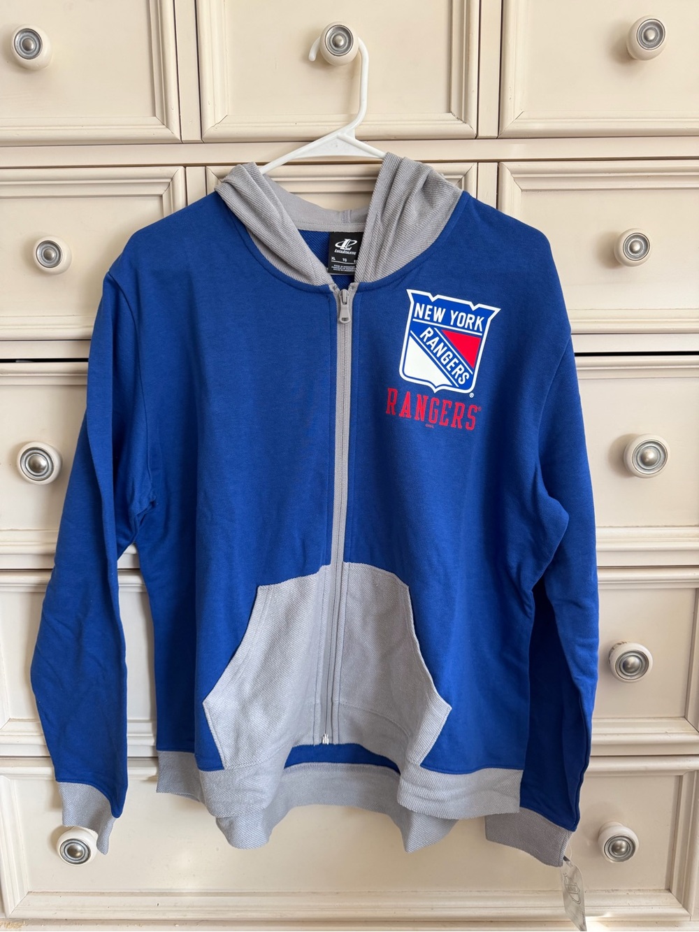 Logo Athletic Blue and Gray New York Rangers Zip Hoodie